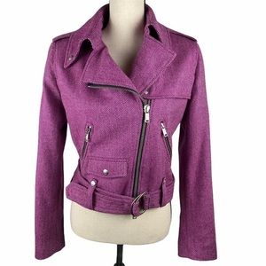JC de Castelbajac Wool Moto Jacket Chevron Pink